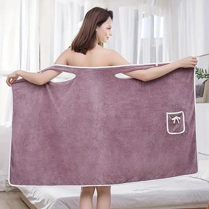 Women's Wearable Quick-Dry Bath Towel Wrap - Spa & Beach Bathrobe