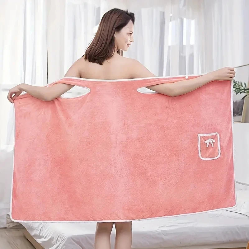 Women's Wearable Quick-Dry Bath Towel Wrap - Spa & Beach Bathrobe